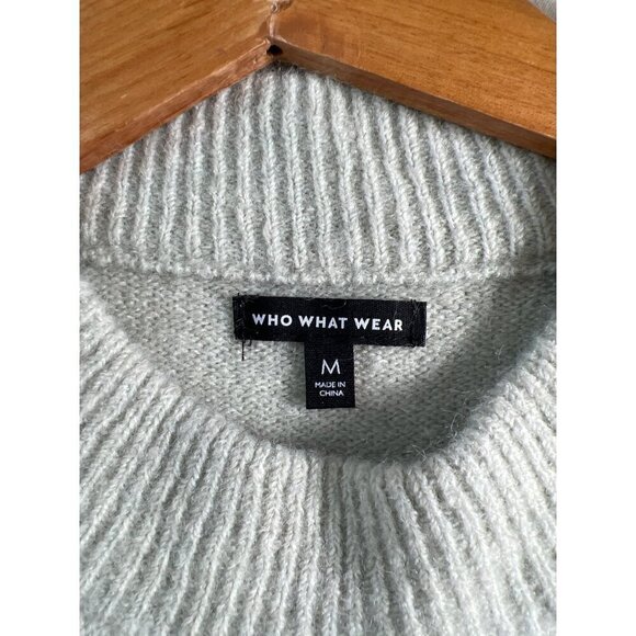 Who What Where Women Size M Sweater Sea foam Green Soft Wool Blend Button Sleeve - Picture 2 of 6